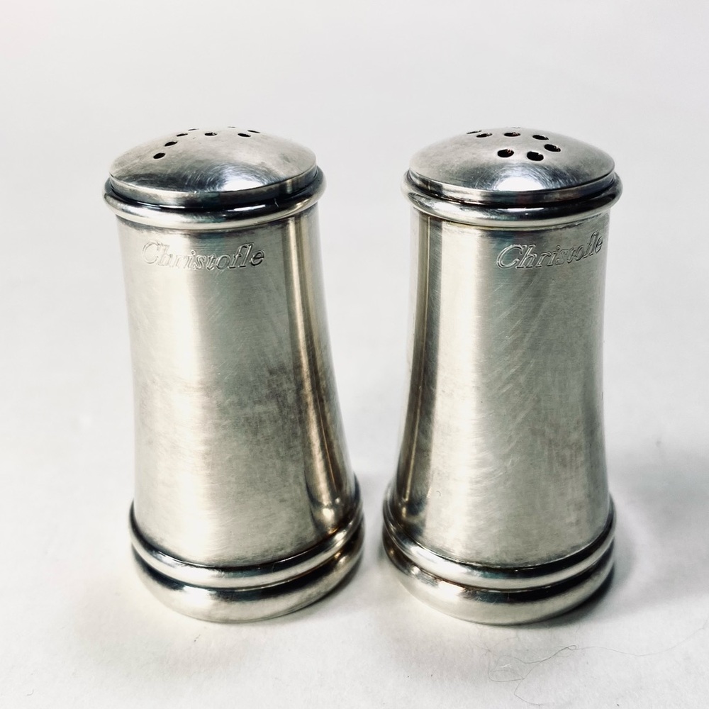 Vintage Christofle France Marked Silverplated Salt and Pepper Shakers